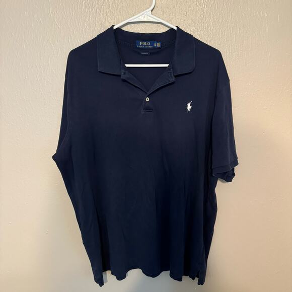 POLO Ralph Lauren Navy Blue Polo Button Up Short Sleeve Size XL standard cut - Picture 1 of 6
